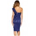 THE " ALAINE " SWEETHEART RUFFLED ONE SHOULDER COCKTAIL DRESS.... SAPPHIRE