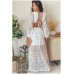 THE "BELLA"  BOHO DREAM LACE-UP BACK MAXI DRESS: WHITE...