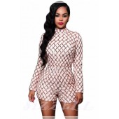 THE "AUDREY" LUXE LONG SLEEVED SEQUIN ROMPER... IVORY/ ROSE GOLD...