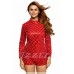 THE "AUDREY" LUXE LONG SLEEVED SEQUIN ROMPER... CRIMSON...
