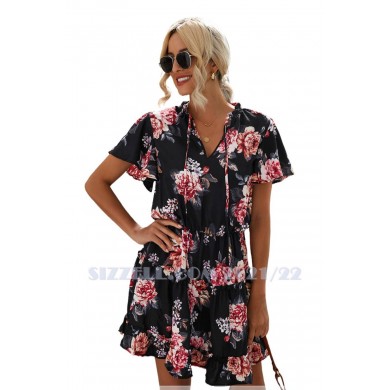 THE “LINDA” LUXE BLACK FLORAL DRESS...