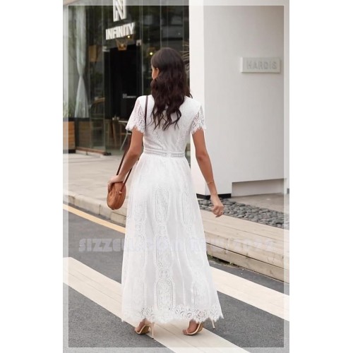 THE “ROXXY” LUXE LACE MAXI DRESS… WHITE...