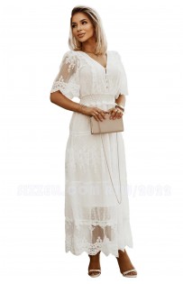 THE “BILLIE” LUXE FLORAL & DOT LACE MAXI DRESS...