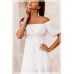 THE “AMBER” LUXE OFF-SHOULDER PUFFED  SLEEVED CHIFFON DRESS...
