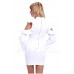 THE "LYNN"  MODERN RUFFLED COLD SHOULDER LUXE DRESS... WHITE...