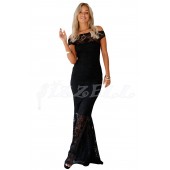 THE "CAMILLE" BARDOT LUXE LACE MAXI DRESS... BLACK... 